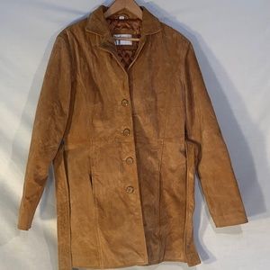 FAIRWEATHER Brand-VINTAGE & NEW-Tan “SUEDE LOOK” LEATHER/HIP-LENGTH Quilt Lined